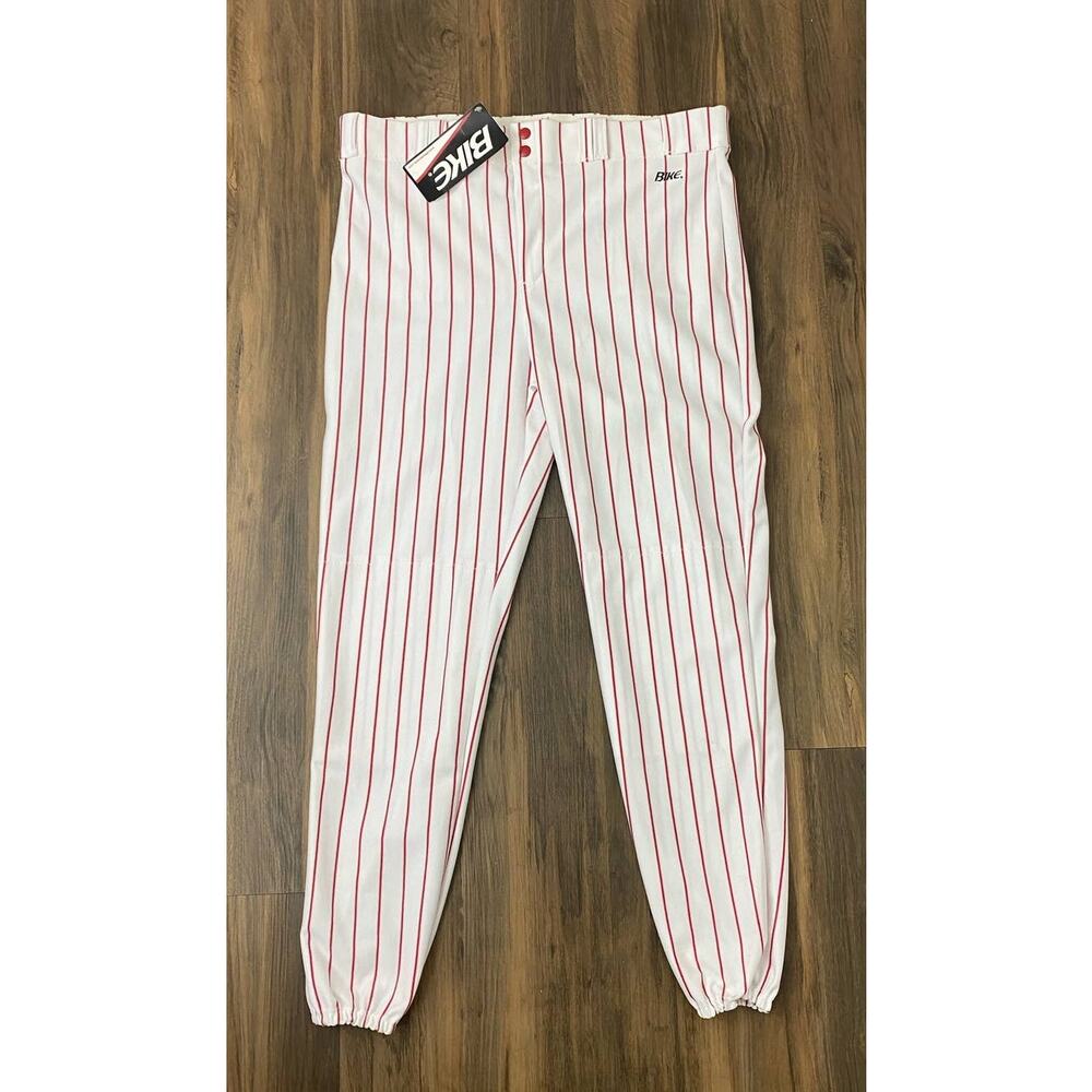 VTG RETRO NEW W/TAGS Bike pinstripe white red baseball pants, XL